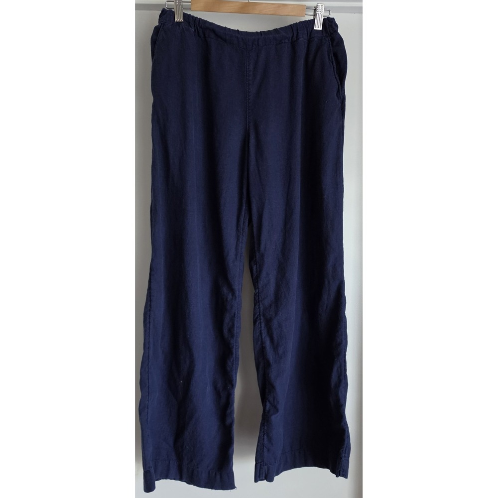 CASLON‎ Women's Pants Sz M Blue Linen Blend Lightweight Relaxed Breathable